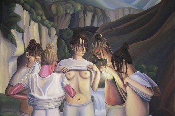 Beatrice Marchi, Le Amiche, olio e acrilico su tela, 170 x 140 cm