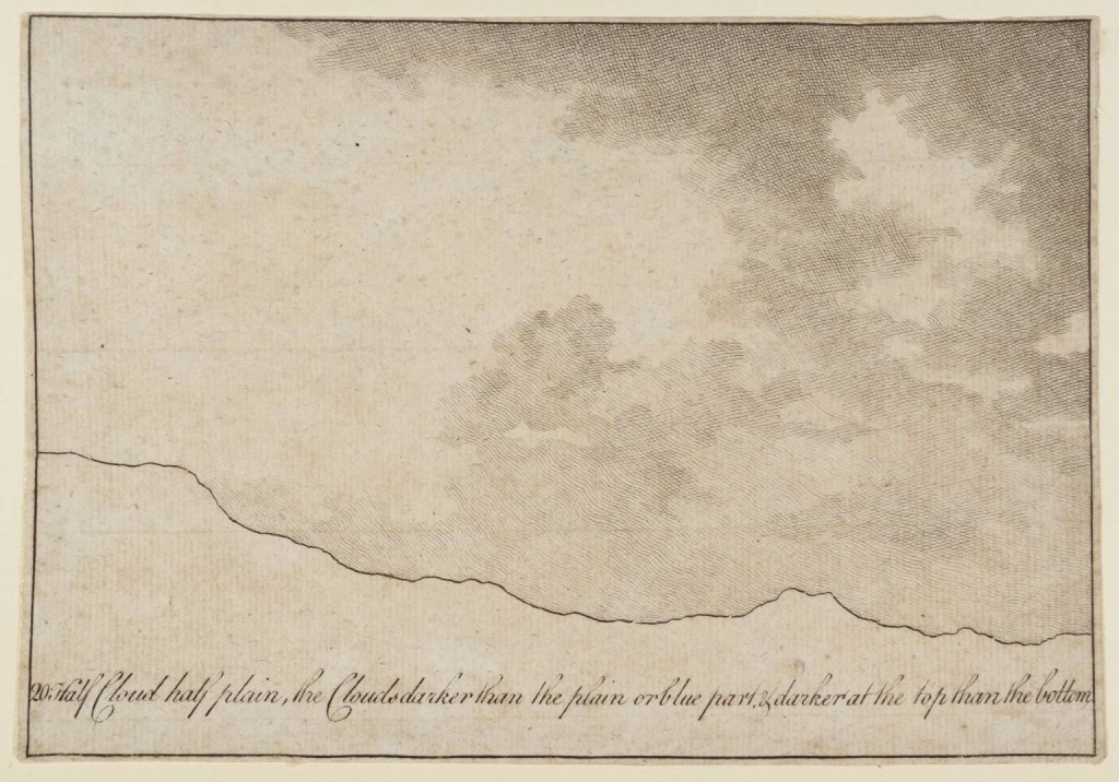 Alexander Cozens, 20. Half Clouds Half Plain, the Clouds Darker than the Plain or Blue Part, and Darker at the Top than the Bottom, Etching on paper, 110 × 159 mm Photo © Tate. CC-BY-NC-ND 3.0 (Unported)