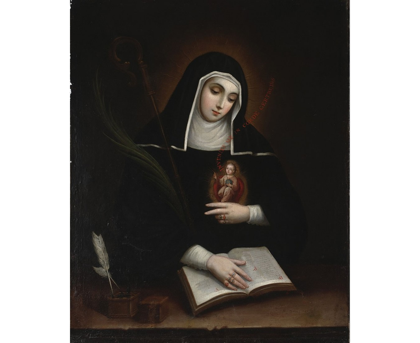 Miguel Cabrera (Messicano,1695-1758), Santa Gertrude, 1763, olio su tela, cm 110.49x88.27, Texas, Dallas Museum of Art.